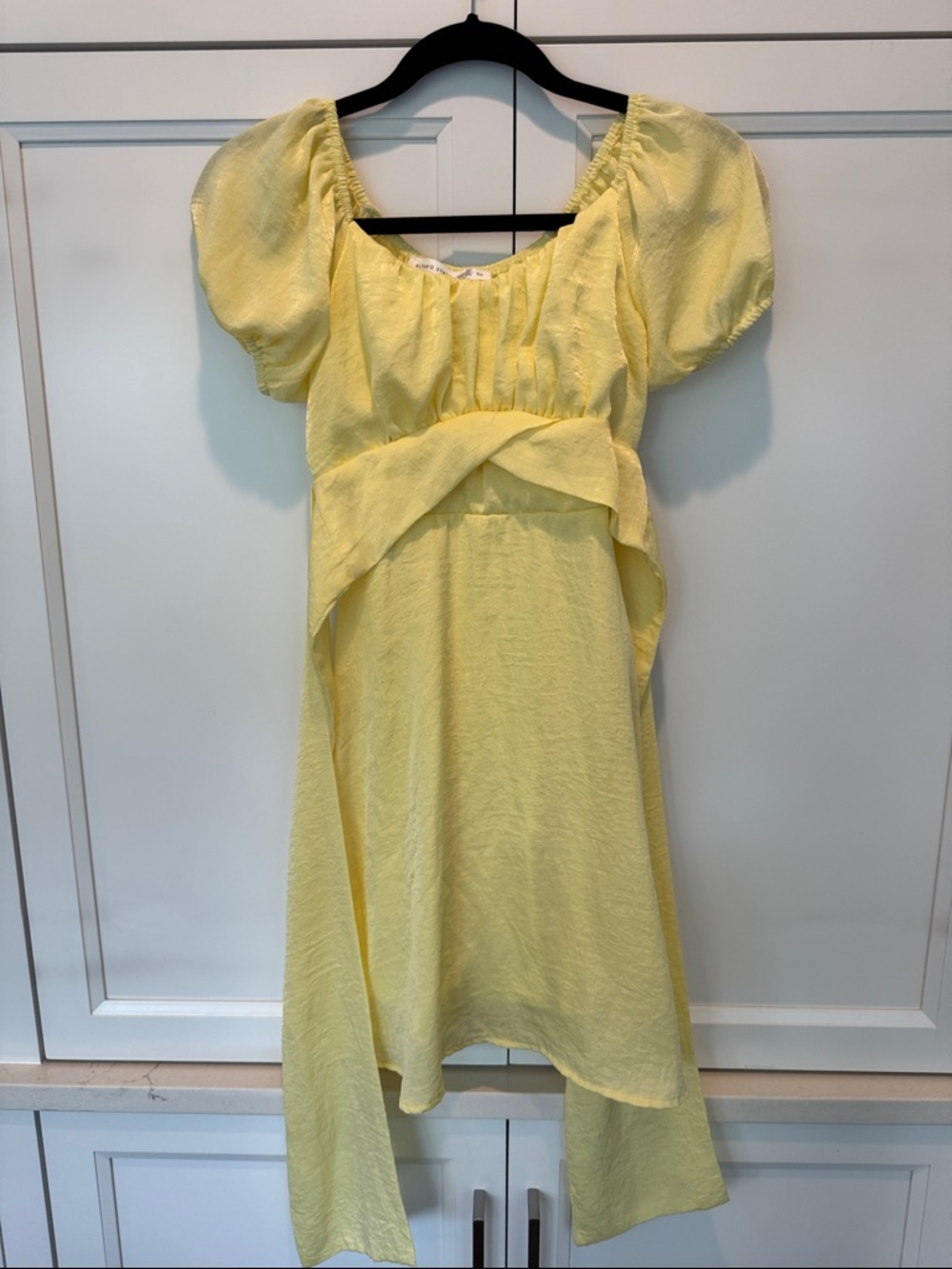 Altar'd State Yellow Puff Sleeve Mini Dress